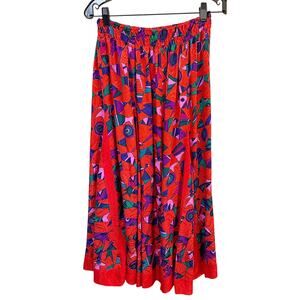 Diane Fres Original 100% Silk Midi Skirt Abstract Fish Print Size Small? Vintage